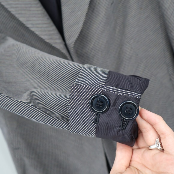 Dirk Bikkembergs Herringbone Blazer Mens 46 Gray Designer Academia Preppy Event - Picture 7 of 16